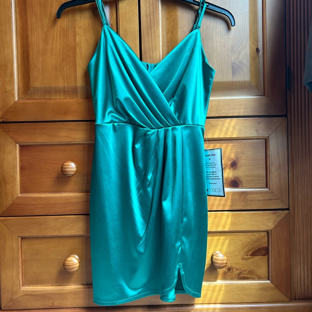 Green Satin Homecoming Dress